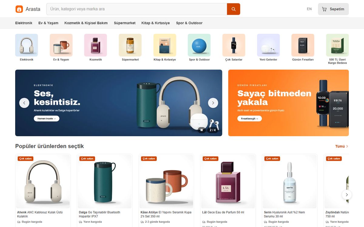 Kodluxe E-Ticaret V1 teması — e-ticaret sitesi tasarımının canlı demo görünümü