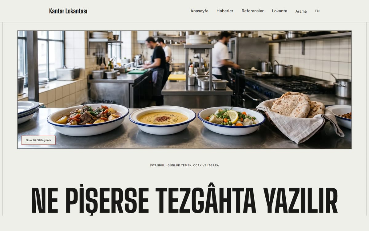 Kodluxe Restoran V1 teması — restoran, lokanta ve kafe web sitesi tasarımının canlı demo görünümü