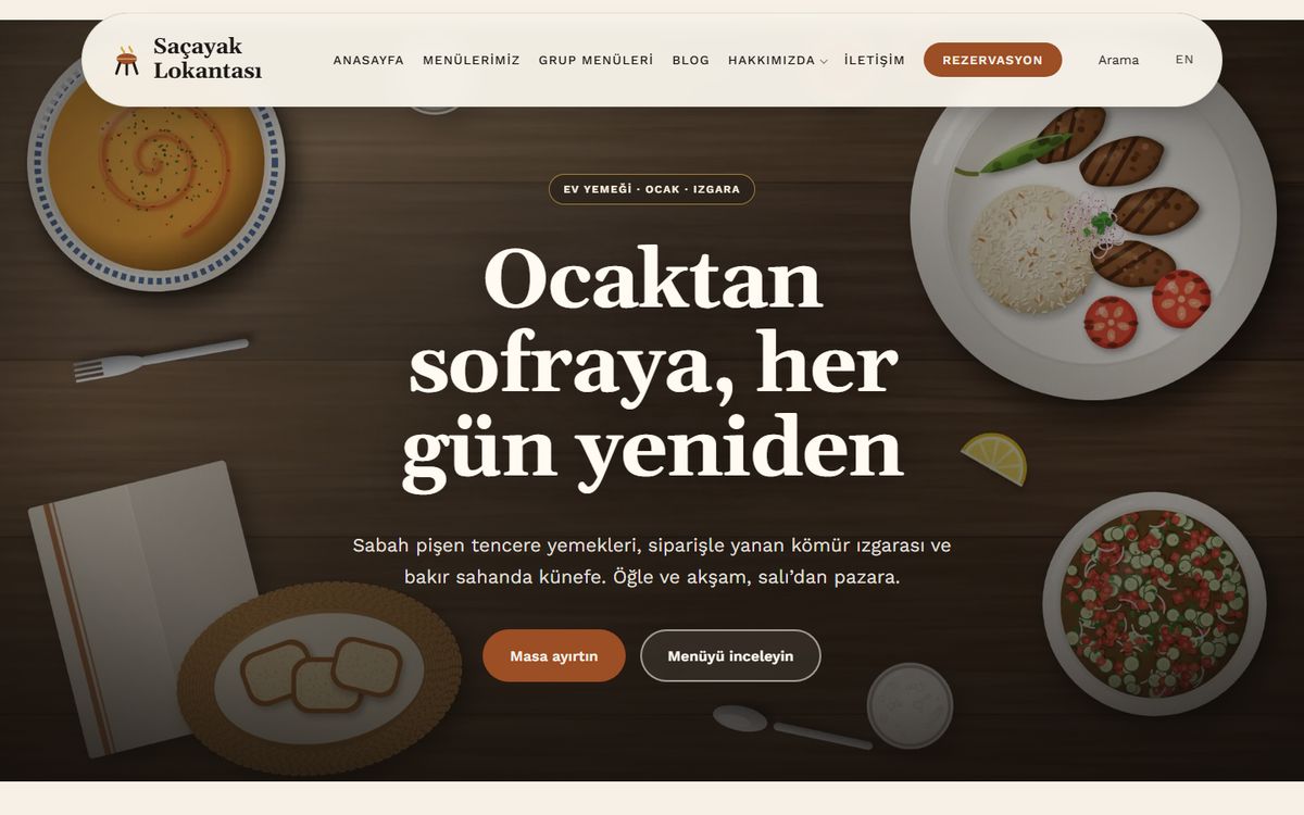 Kodluxe Restoran V2 teması — canlı demo görünümü